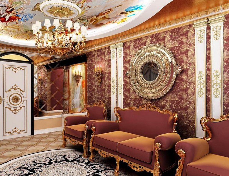 Интерьер гостиной в стиле барокко с пилястрами